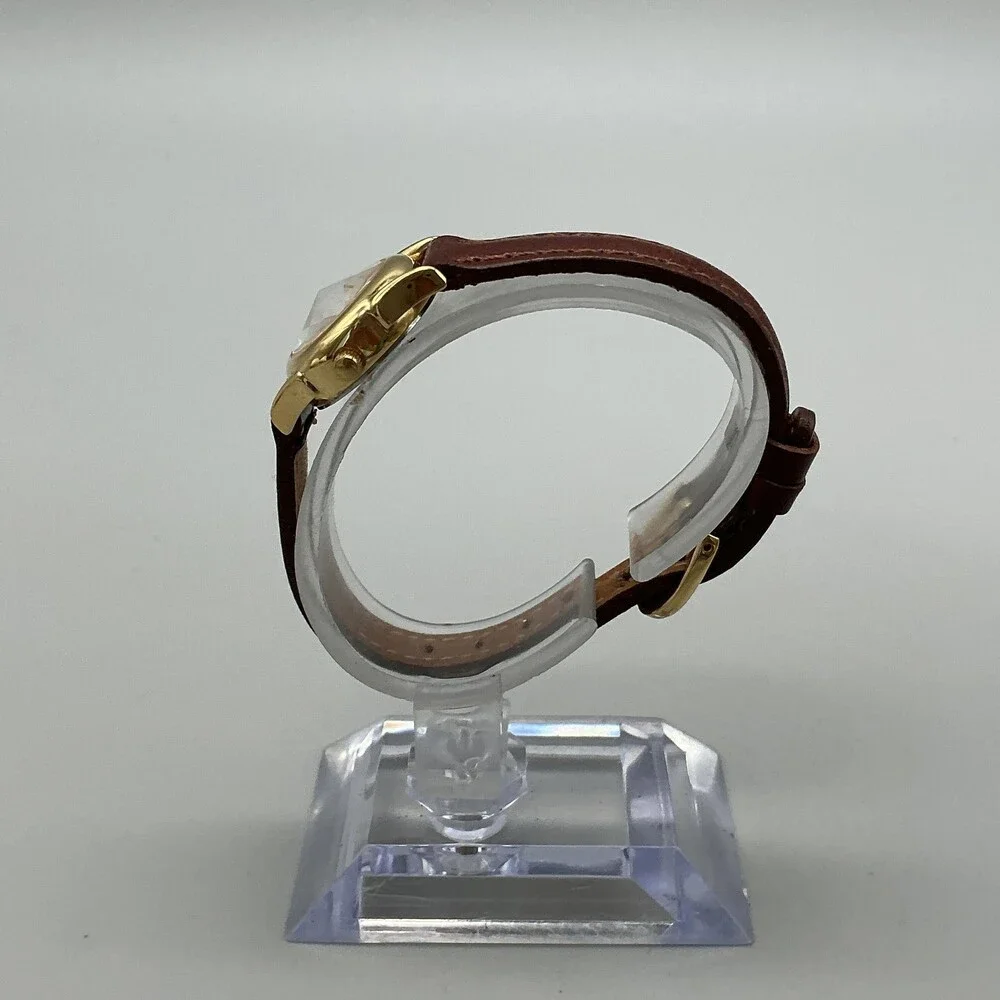 Fossil Womens Watch 19mm Rivoli MOP Brown Leather Gold Tone PC-9536 Quartz 30M